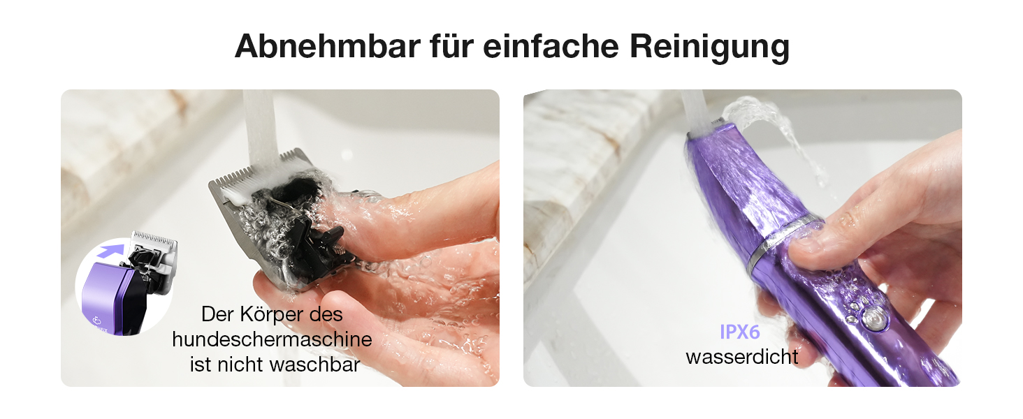 Набір для стрижки собак 3 в 1: машинка, тример для лап, для густого шерсті, тиха робота, фіолетовий