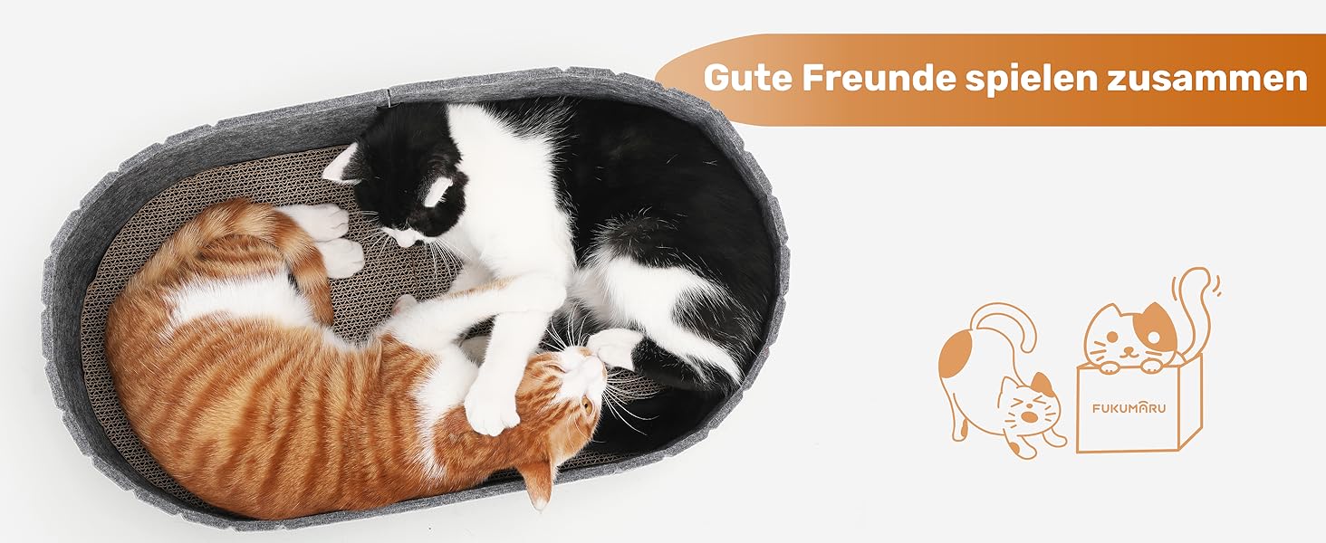 Кразборт для котів FUKUMARU, 61 см, крафтовий, у формі дивану, з круглими накладками, сірий