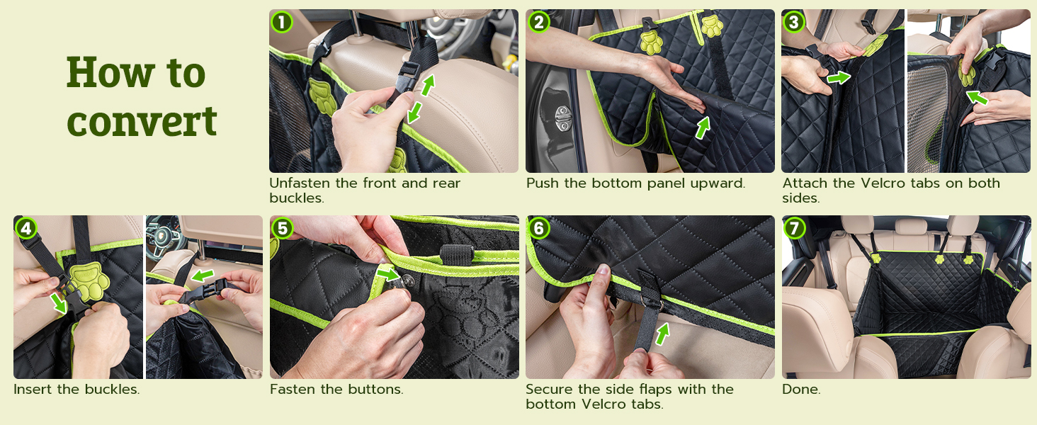 Захисний килимок для собак у машину Pecute 2-в-1: для заднього сидіння та як переноска, водовідштовхувальний, анти-царапин, з жорстким дном