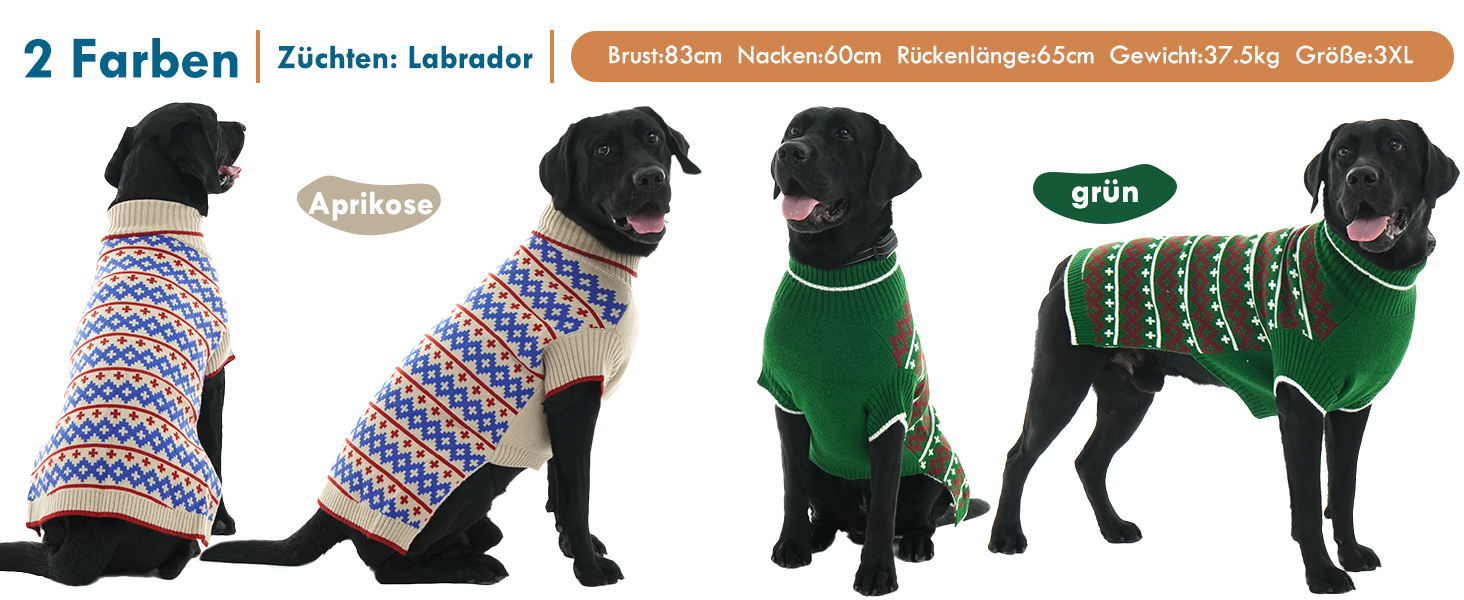 Теплий в'язаний зимовий пуловер для собак великих порід Katzinst | Зимовий пуловер для собак, Лабрадор, Доберман (Абрикосовий, 3XL)