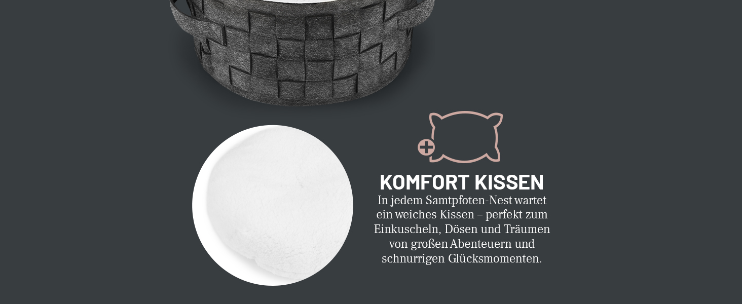 Квіткове ліжко для котів ReaVET Samtpfoten - м'яке та зручне, з подушкою, з фетру