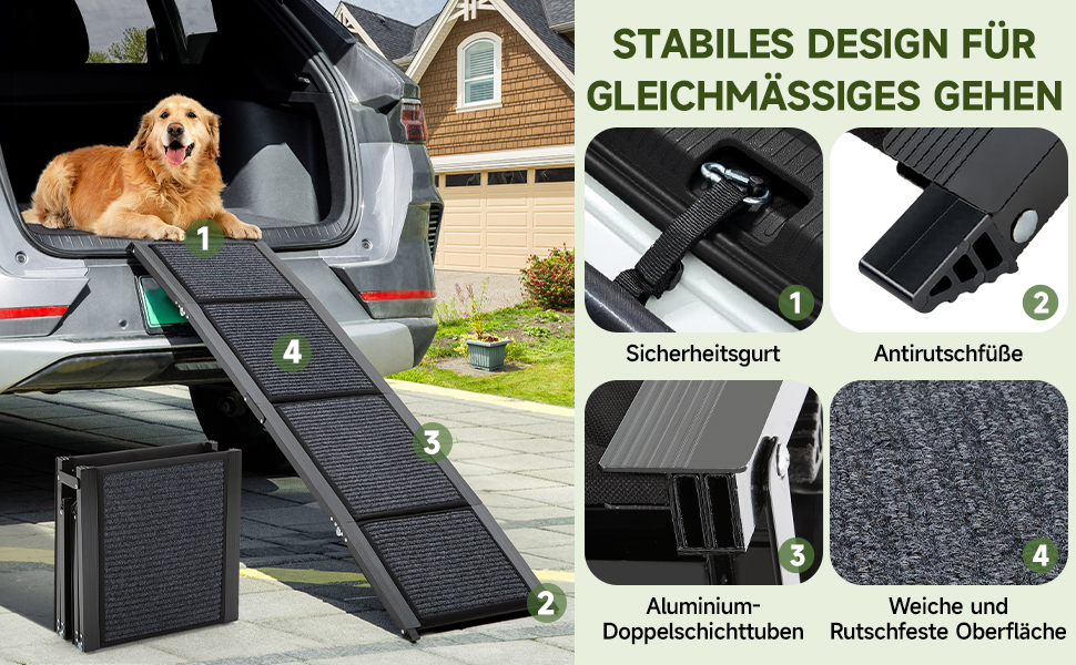 Рампа для собак у машину, розкладна, 170 см, для великих, середніх та малих собак, до 110 кг