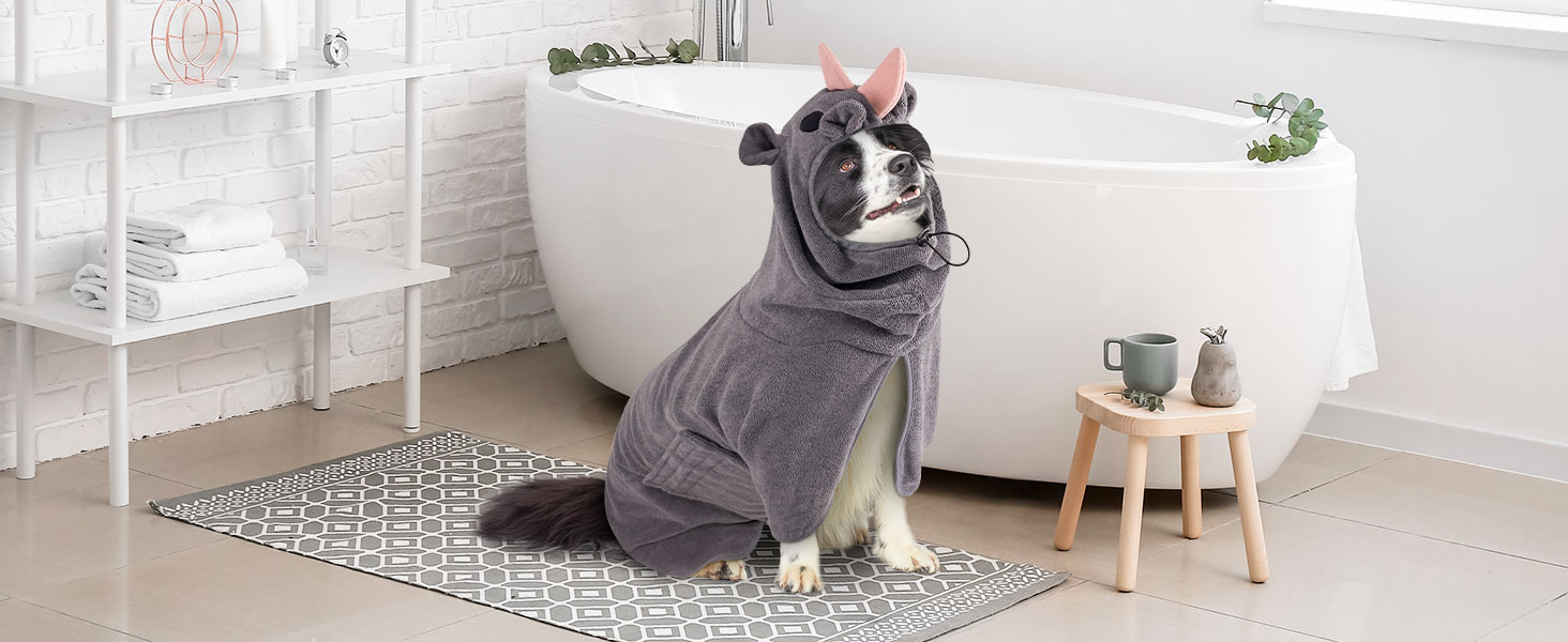 Рушник для собак Badeantel, з мікрофібри, швидковисихаючий, для великих, середніх та маленьких собак/котів (зелений, S, Сіре Носоріг)