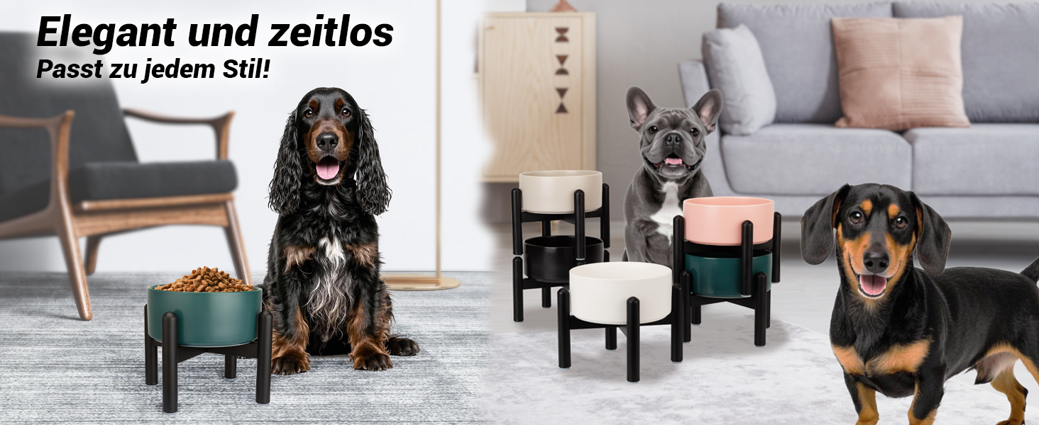 Підвищена годівниця для собак, керамічна миска для корму з нержавіючою підставкою - для маленьких та середніх собак, діаметр 15,5 см, об'єм 850 мл, білий колір