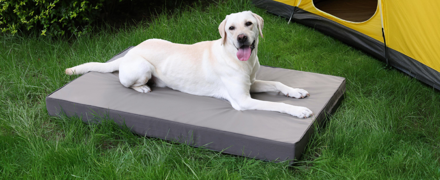 Ортопедичне ліжко для собак Favodormir, великі породи, 104x68 см, знімний чохол з екошкіри, комфортне та прохолодне для дому та вулиці, сірий колір