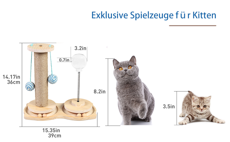 Інтерактивна іграшка для котів Marchul 4-в-1: когтеточка з сизалю, іграшкові м'ячики, куля-дозатор для ласощів. Підходить для кошенят та дорослих котів.