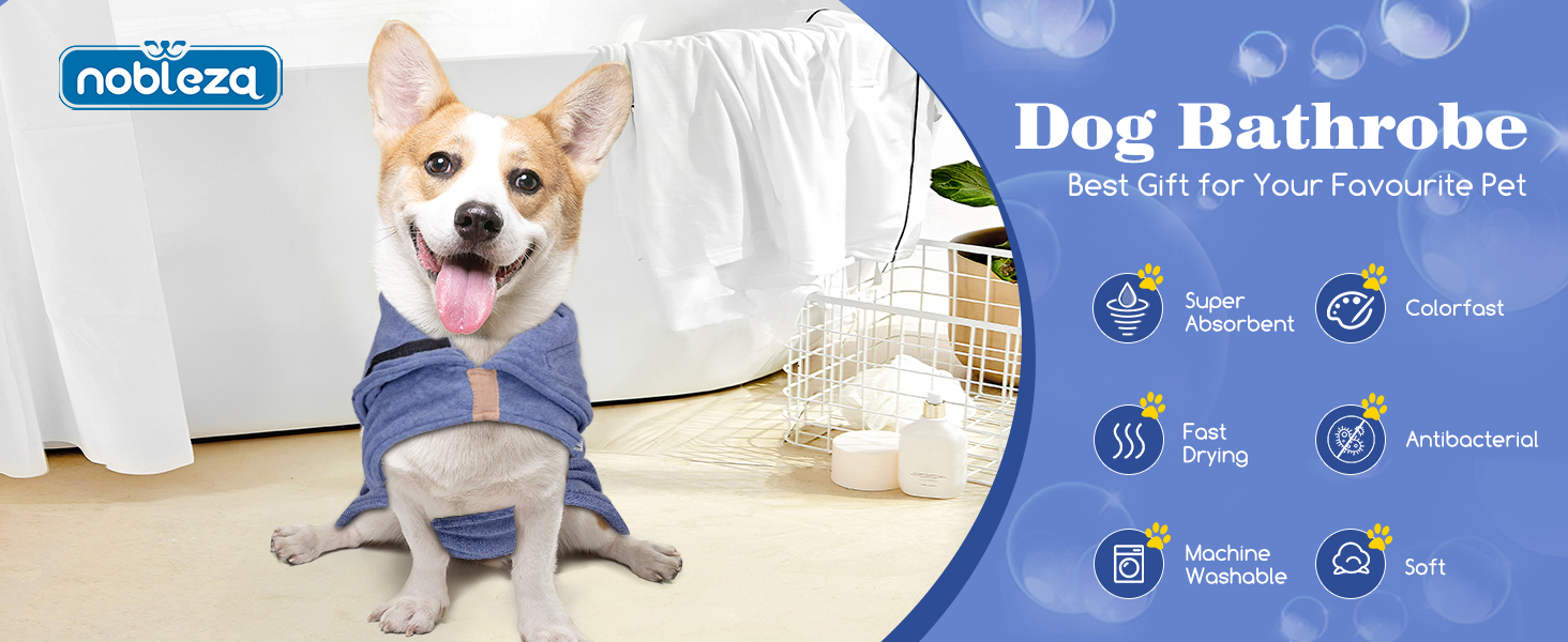 Рушник для собак та котів Nobleza з мікрофібри, швидковисихаючий, надзвичайно поглинаючий, 5 розмірів, блакитний (S)