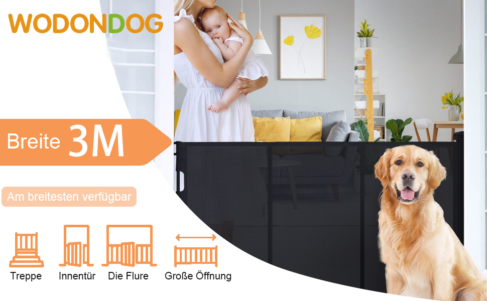 Захист для сходів з замком: розтяжний захист для дітей та собак, 150 см ширина, 83 см висота (300 см)