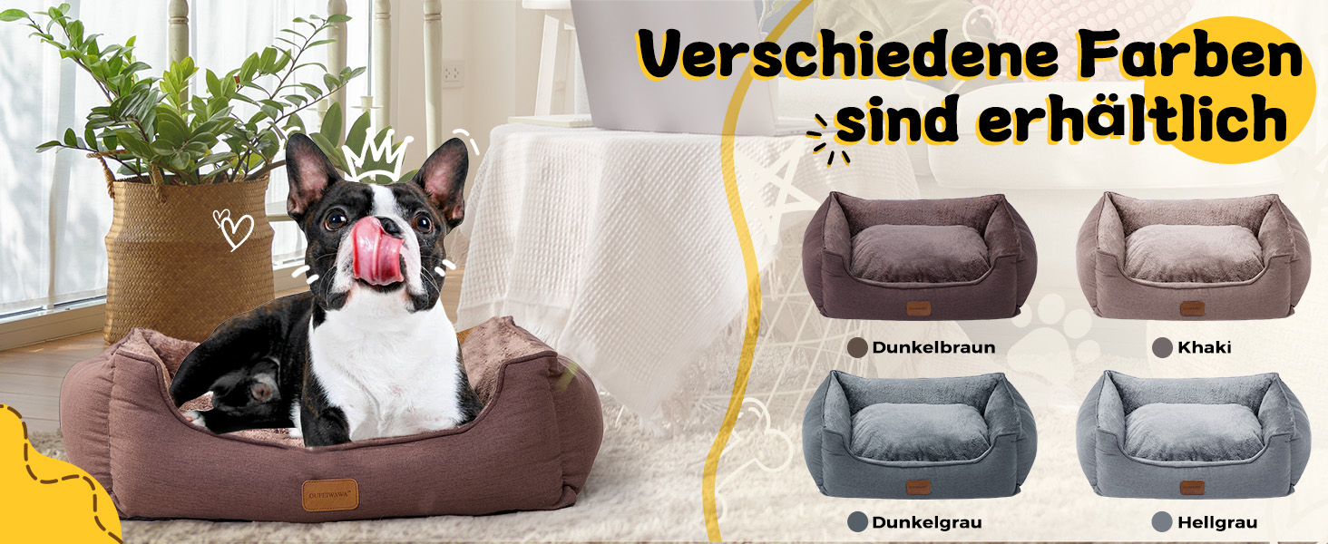 Ортопедичне ліжко для собак маленьких та середніх порід, 52x41x16 см, м'яке та зручне, кошик для собак з високим бортиком, знімний та пральний чохол, неслизьке, для дому та авто (темно-коричневий, S)