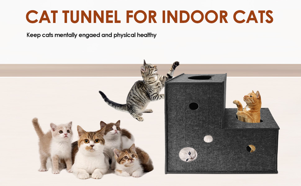 Туннель для котів Homegroove L-подібний, великий, з фільцу, інтерактивний, DIY, сірий