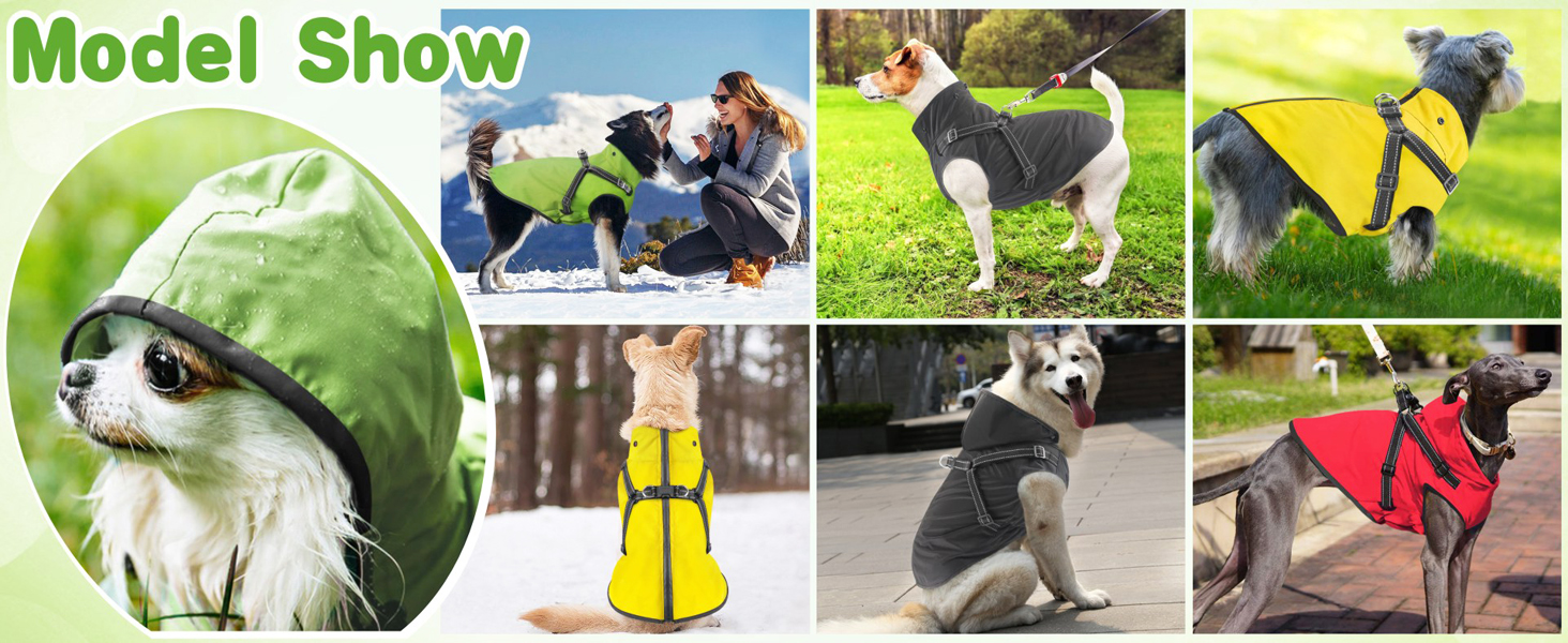 Водонепроникний дощовик для собак Mosucoirl з капюшоном. Регульована куртка для малих, середніх та великих собак та цуценят. Червоний, L