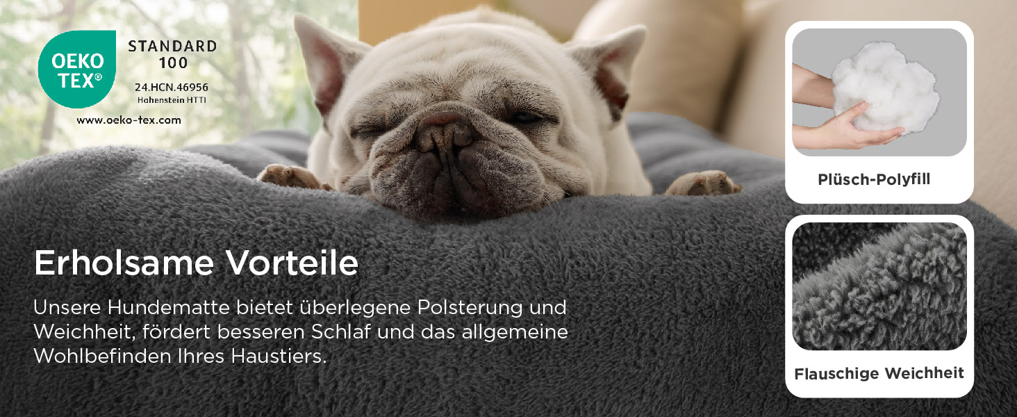 Килимок для собак BEDSURE XL - великий, сірий, 104x69x8 см. З антиковзким дном, для великих собак, з подушкою для заспокоєння.