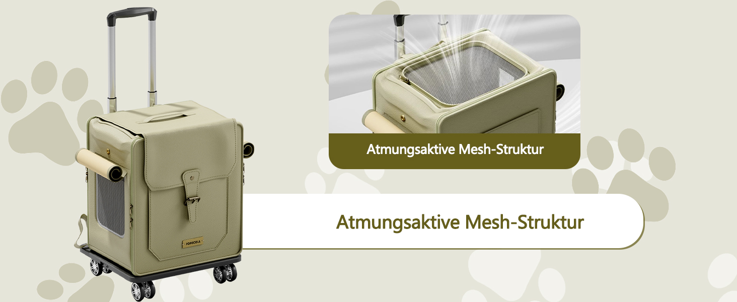 Рюкзак для тварин Galatée з колесами, візок для домашніх тварин, сумка для подорожей з собакою знімні колеса, рюкзак для собак з сітковими вентиляційними вікнами (білий)