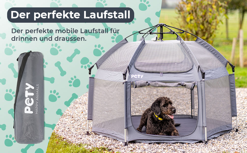 Клітка-переноска для собак Pety - 150 x 100 см, сіра. Переносне зоо-вольєр для відпочинку на природі та вдома. З сумкою та кілочками.