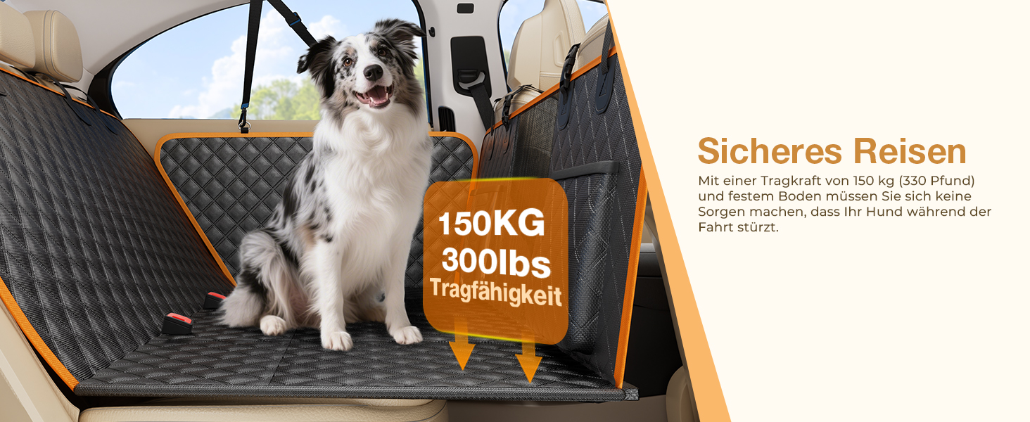 Накладка на сидіння автомобіля для собак Pecute, чорно-помаранчевий, до 150 кг, для подорожей