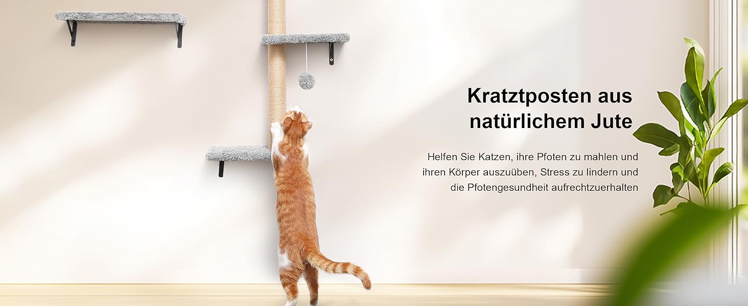 Комплект для котячого комплексу FUKUMARU: стіна для лазіння, гамак, будиночок, міст, драбина. Макс. вага: 18 кг, сірий