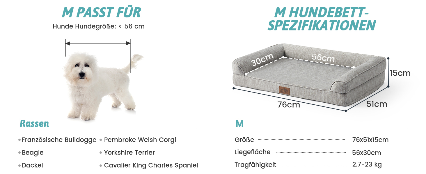 Ортопедичне ліжко для собак COZY KISS XL, 107x76x18 см - ліжко для великих собак з яйцеподібною піною та знімним чохлом