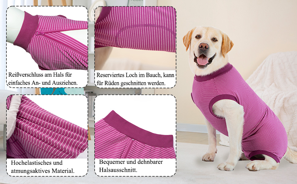 Операційний боді для собак після операції: захист від лизання, для кастрації, для кобелів та сук, медичний боді, захист рани, розмір S, колір фуксія