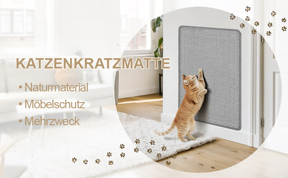 Килимок для котів Graciadeco з сизалю, 60 x 40 см. Захист меблів від подряпин. Сірий