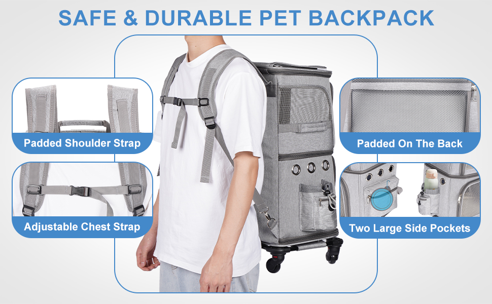 Переноска для котів та собак, XL, сіра. Зручна переноска з колесами, розкладна, до 12 кг