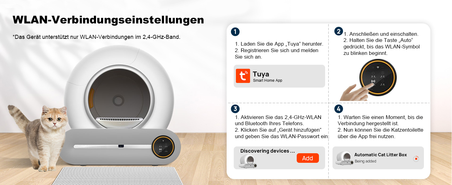 Автоматичний туалет для котів Katzenklo з самоочищенням, 65л, XXL, без запаху, з керуванням через додаток, для 2+ котів