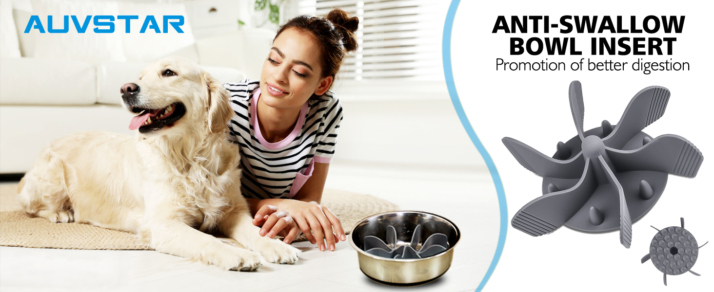 Миска для собак Slow Feeder з гелевою вставкою: запобігає ковтання, для здорового травлення, великі напувачки для собак