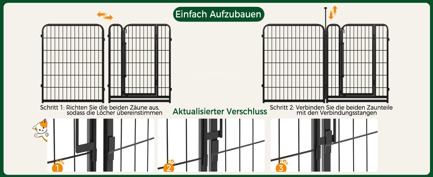 Клітка для собак Yaheetech 8-секційна, 80 см, вольєр для собак, з'єднувальні стержні, складана клітка для собак у квартиру та сад, без інструментів, 80 см висота, 8 шт.