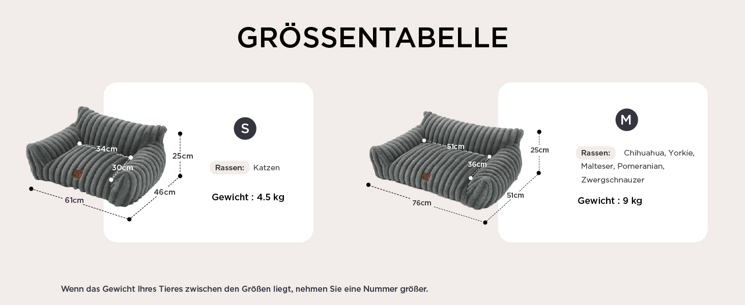 BEDSURE Ортопедичне ліжко для котів та собак великого розміру, 76x51x25 см, сіре, велике, миється, для маленьких собак та котів