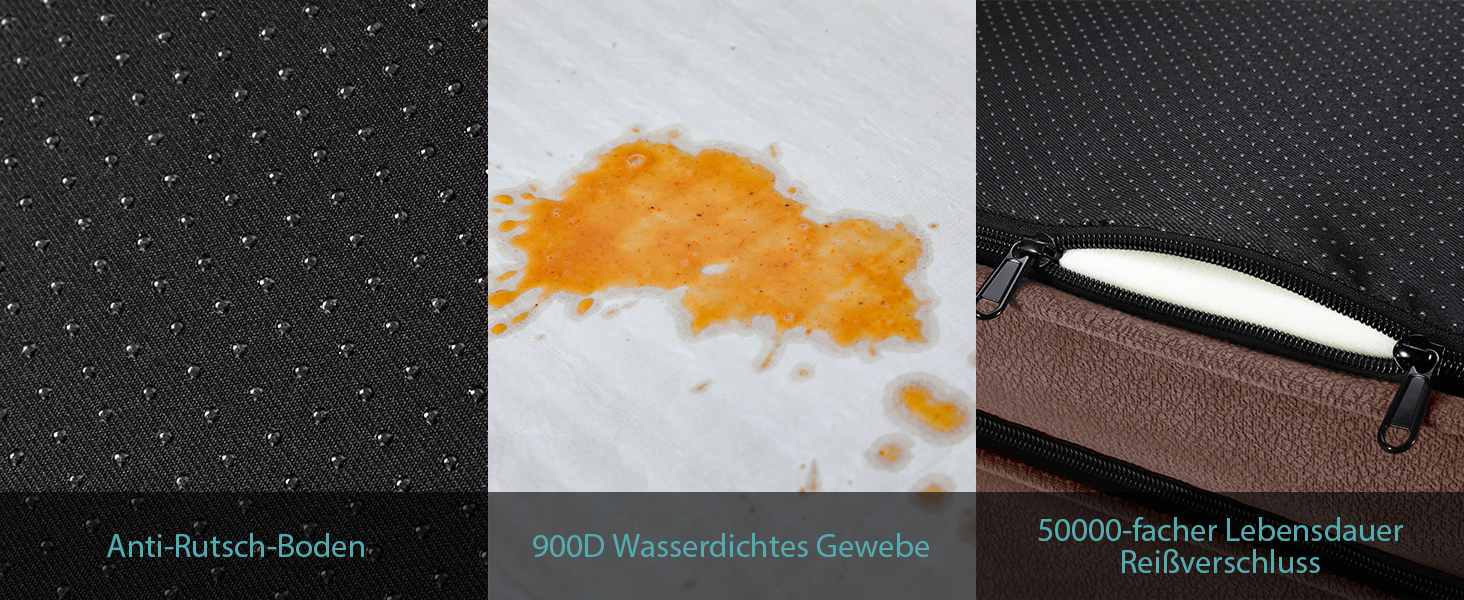 Ортопедичне ліжко для собак маленьких порід, водонепроникне диван-ліжко з бортиками, з підтримуючою піною, знімний та пральний чохол, водонепроникне дно, антиковзаюче (M 91*69*19 см, Колір: Коричневий)