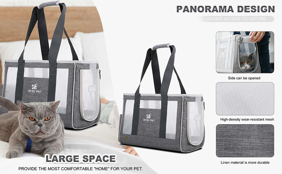 PETCUTE переносна сумка-переноска для собак та котів з виймальною підстилкою, бічні кишені, страховий поводок, дихаюча переноска для маленьких собак, схвалена авіакомпаніями, блакитна