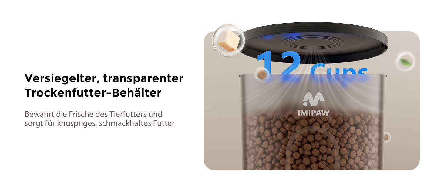 Автомат годівлі для котів та собак IMIPAW з Wi-Fi, 3L, чорний | Програмований диспенсер корму з APP-керуванням, 5G/2.4G, 1-10 прийомів на день