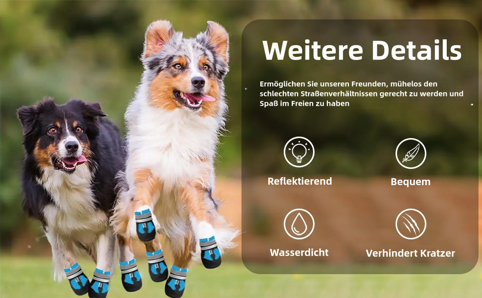 Взуття для собак, 4 шт. Водонепроникні чоботи для собак з антиковзкою підошвою та світловідбиваючим кріпленням, для маленьких, середніх та великих собак (XXL, Синій)