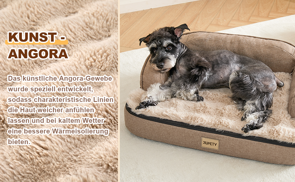 Ортопедичне ліжко для собак середніх порід Jiupety, коричневе, 66 x 51 x 17 см. Водонепроникне, знімний кошик, зручне собаче ліжко