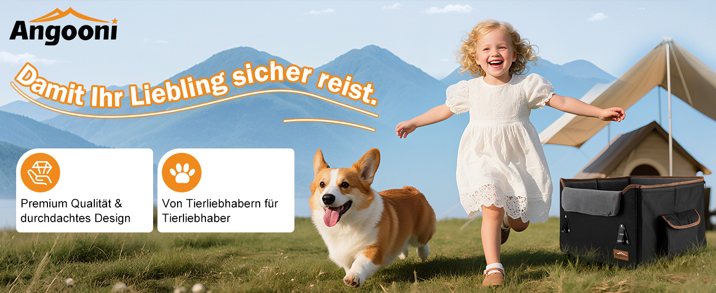 Автокрісло для собак Angooni: зручний бустер для маленьких та середніх собак з кишеньками для зберігання, м'яке плюшеве ліжко для переднього та заднього сидіння (чорне)