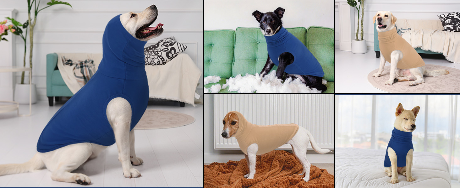 Теплий зимовий пуловер для собак великих порід, пухнастий флісовий светр з високим коміром, Khaki, розмір M