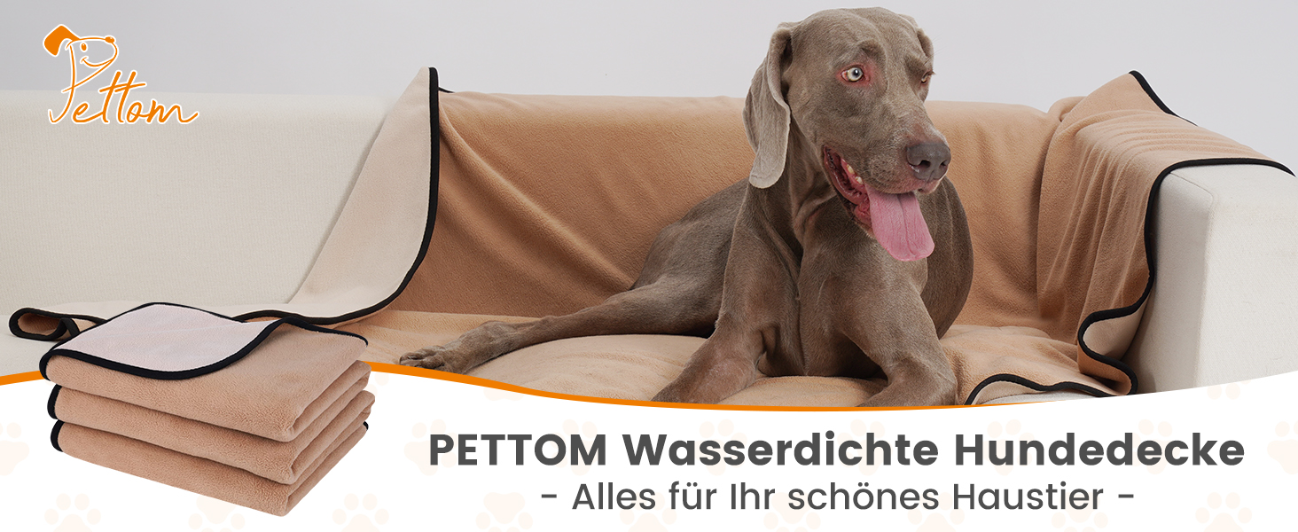 Водонепроникний коврик для собак PETTOM 152x127 см, м'який коврик для великих та маленьких собак, захисний коврик для дивана, ліжка, автокрісла, меблів - прання до 30°C (L, пісочний)