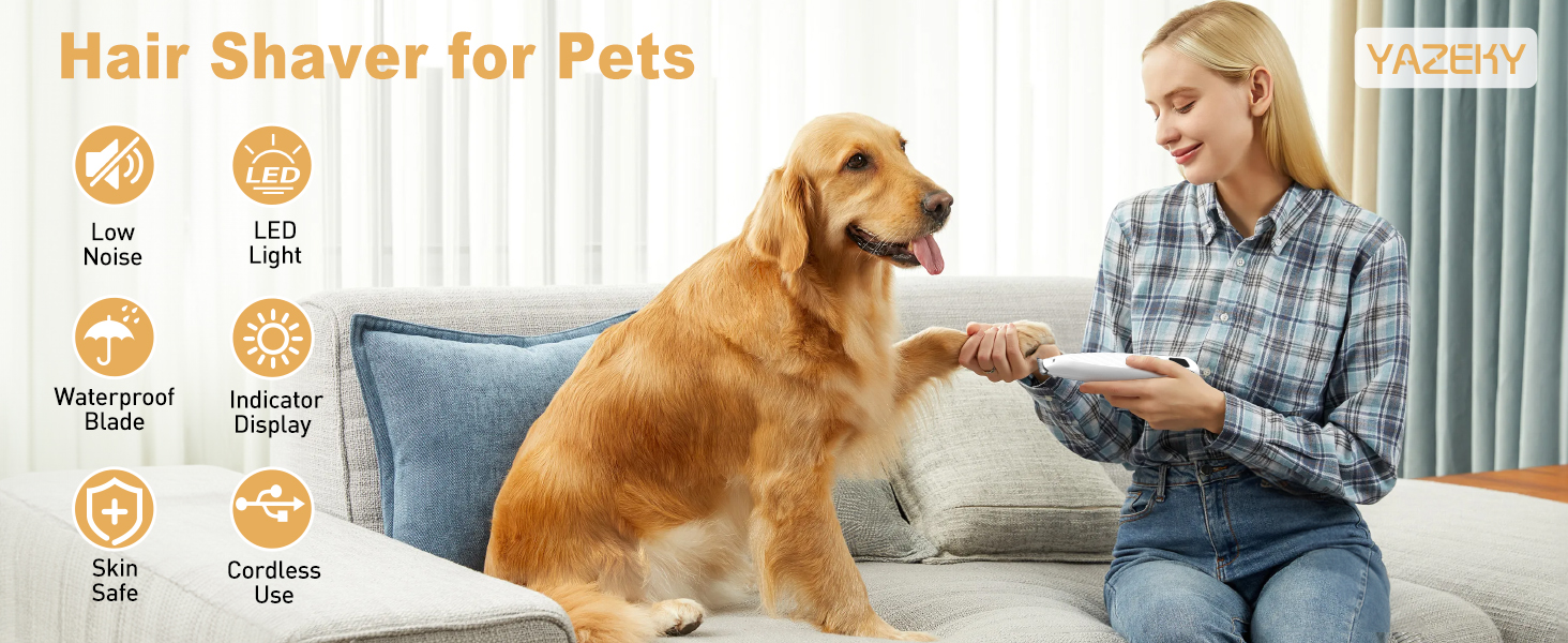 Триммер для лап собак YAZ EKY Leise - професійна машинка для грумінгу з LED-підсвічуванням, водонепроникний, USB-зарядка, для собак та котів