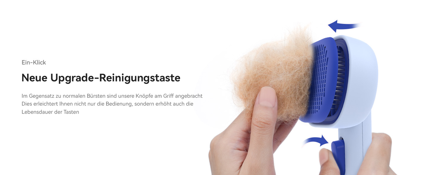 Щітка для котів Aumuca з кнопкою випуску шерсті, довговічна, для короткої та довгої шерсті, видаляє відмерле волосся та масажує (Блакитна)