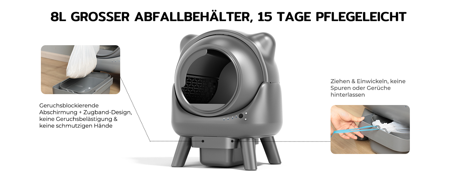 Автоматичний лоток для котів Cura X1: самоочищення, 80+8л, сенсори, контроль через додаток, для кількох котів