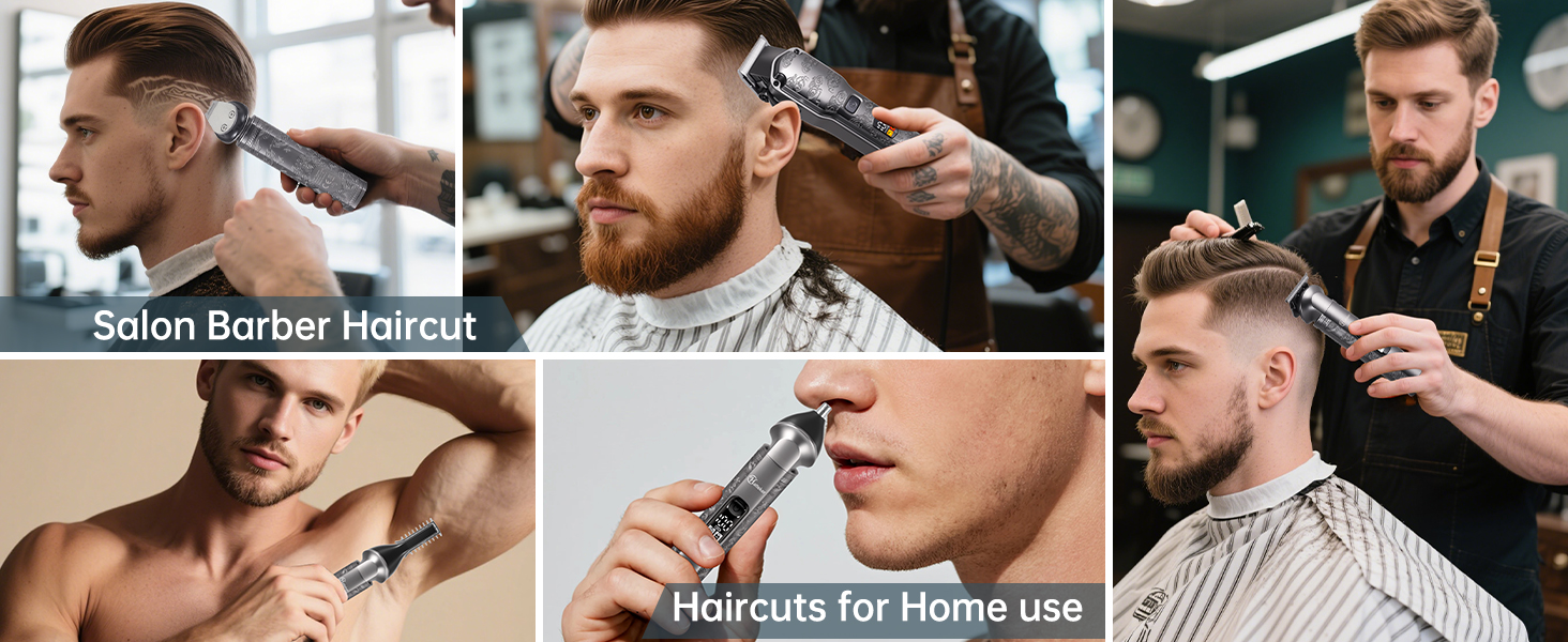 Електрична машинка для стрижки волосся Hatteker Profi – триммер для бороди та тіла, чоловічий, з T-подібною насадкою, водонепроникна (сірий)