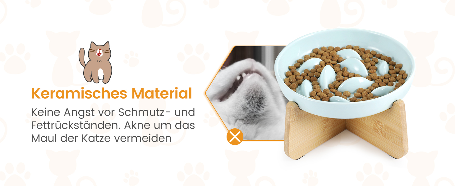 Миска для котів Happy Hachi з підняттям, кераміка, повільне годування, антиковзаюча, для котів та маленьких собак (зелена)