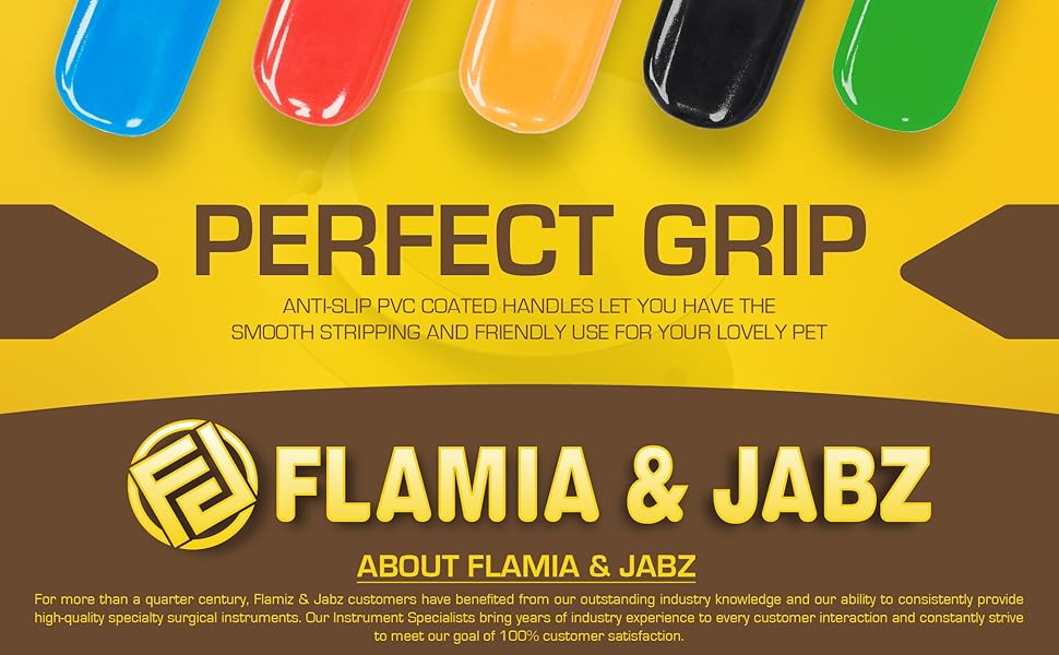 Набір професійних інструментів для грумінгу собак FLAMIA & JABZ (5 шт.) з крестоподібними зубцями, для правшів