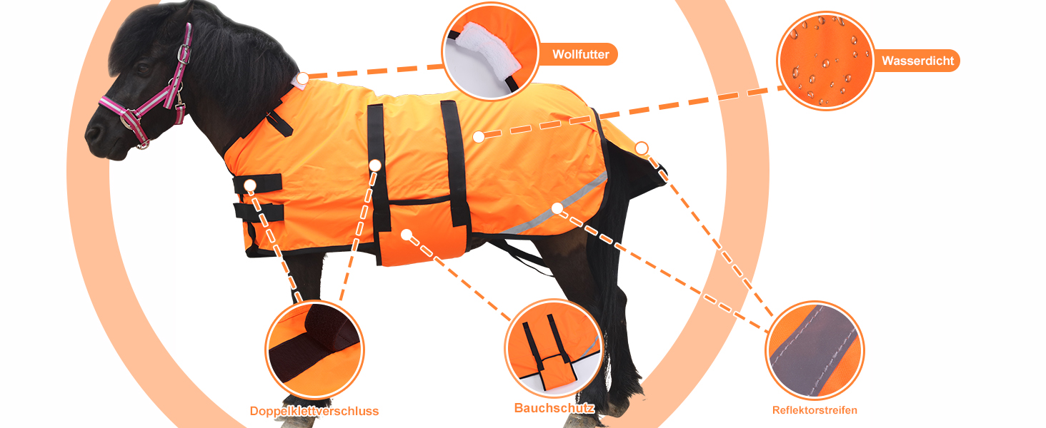 Gallopoff 300D ковдра для поні та шетлендських поні, 150г/м², легка водонепроникна зимова ковдра для поні, лошат, міні-коней, дихаюча та зносостійка