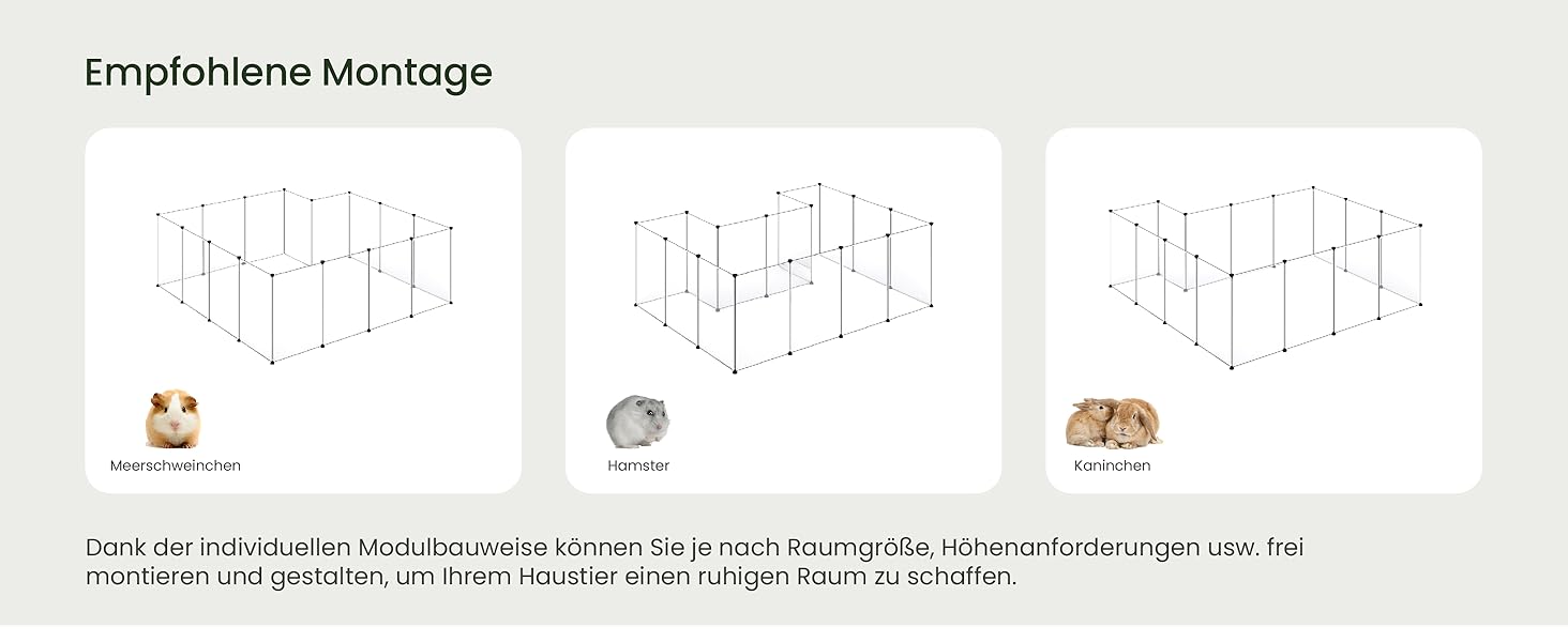 Кігульник для кроликів та інших дрібних тварин EUGAD, 16 прозорих панелей, 50x72 см, розширюваний, для кроликів, морських свинок, хом'яків, їжаків, 302x102x72 см (16 шт.)