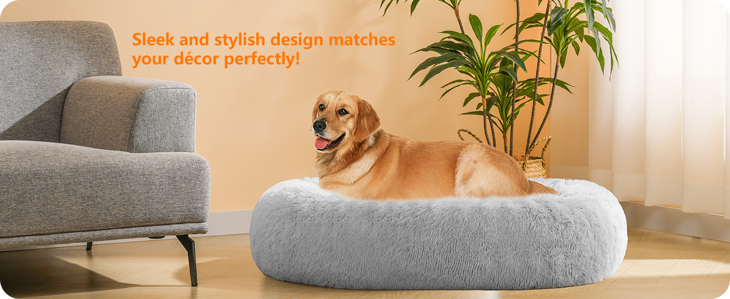 Ортопедичне ліжко для собак, круглий лежак, софа для котів та собак, м'який кошик, можна прати, діаметр 100 см, сірий колір, розмір 100 x 100 x 20 см