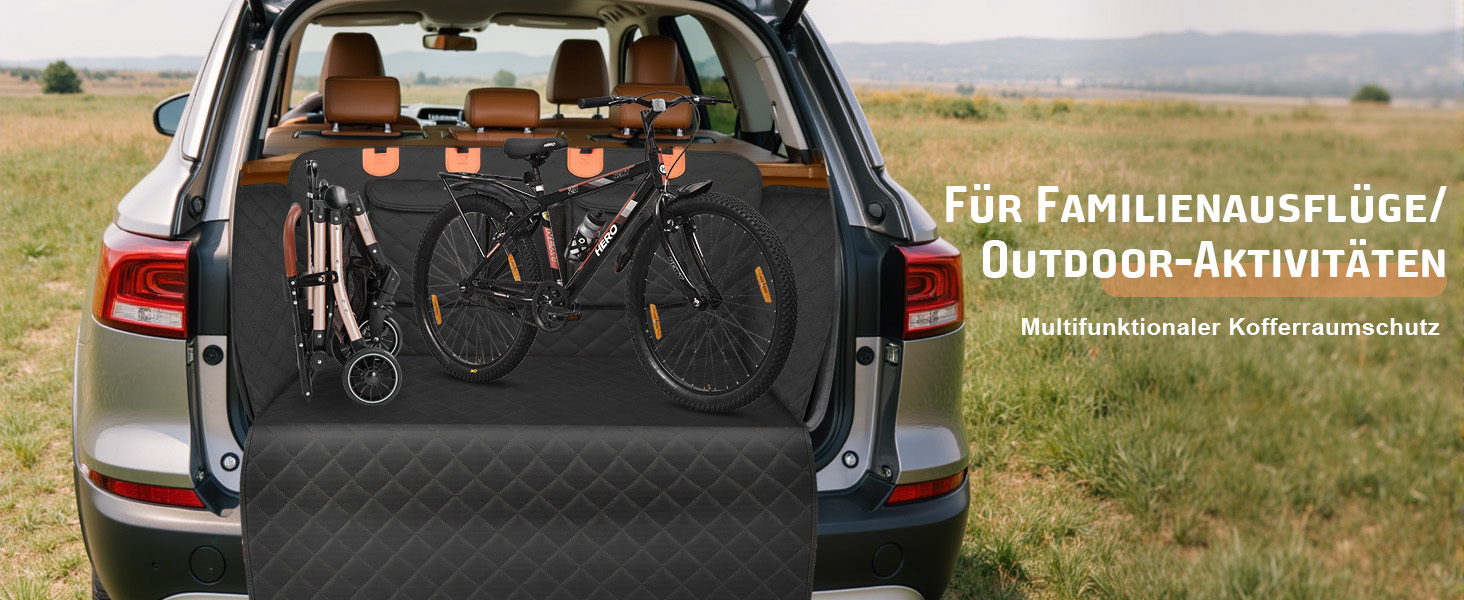 Накидка для собак у машину Gimars, 157x137 см, водовідштовхувальна, стійка до подряпин, універсальна, з передньою панеллю та оглядовим вікном, чорний & оранжевий, килимок у багажник