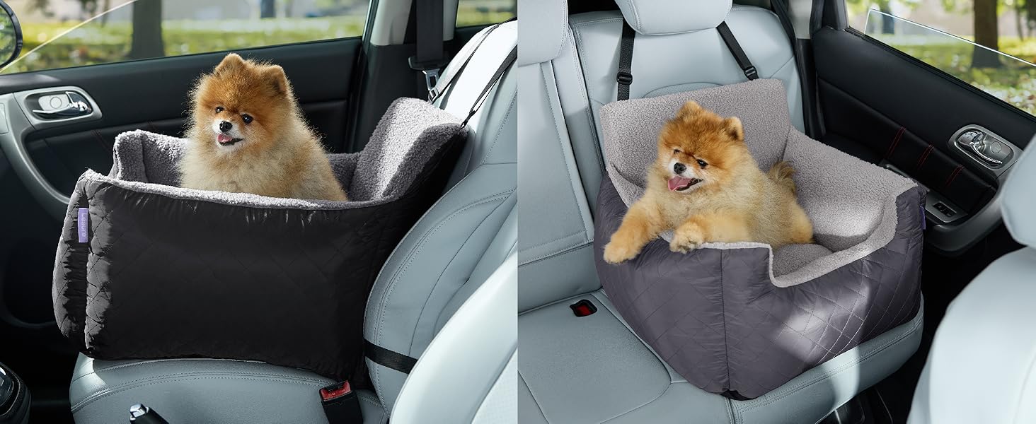 Автокрісло для собак Lesure - сіре, водонепроникне, з поворотком для повіска, для маленьких собак