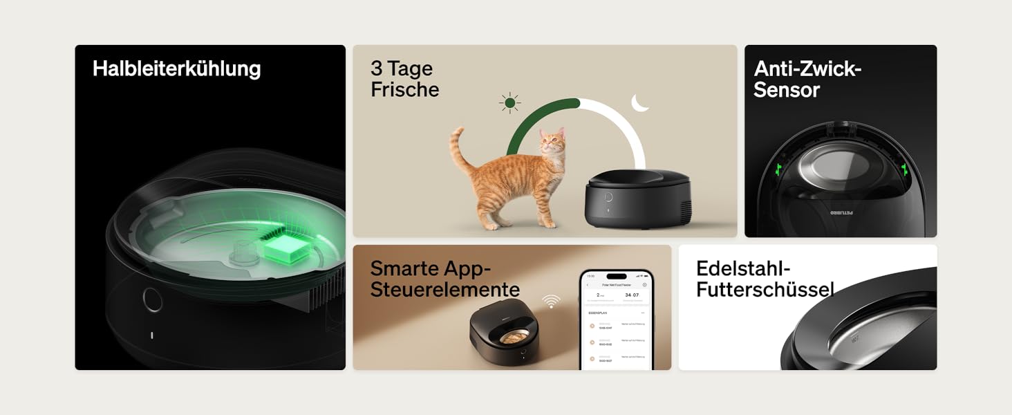 Автомат годування котів PETLIBRO для вологого корму з мискою з нержавіючої сталі, з напівпровідниковим охолодженням, Wi-Fi управління через додаток, 3 дні свіжості, чорний