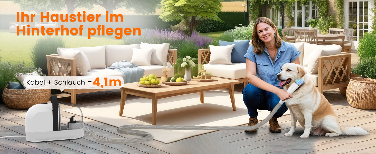 Машинка для стрижки собак AIRROBO з пилососом 12000 Pa, щітка для видалення шерсті, тиха машинка для собак з набором інструментів, контейнер для пилу 1.4L, PG10 Білий (Чорний)