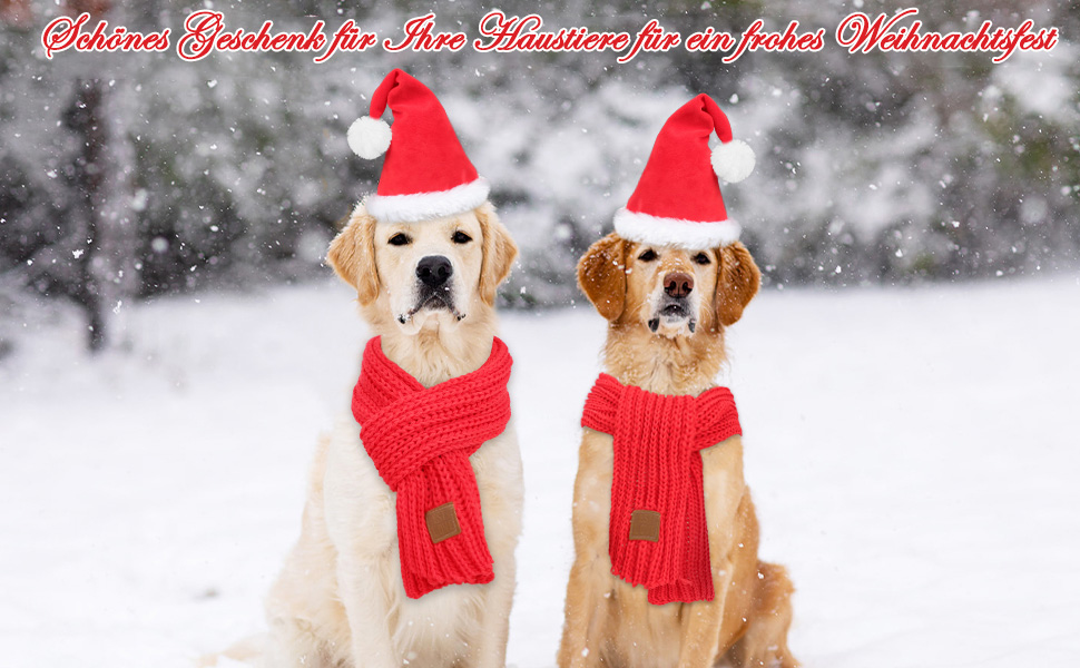 Набір новорічний для собак: шапка та шарф. Новорічний костюм для собак, шапка та шарф для малих, середніх та великих собак. Комплект новорічної шапки та шарфа для тварин.